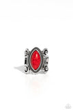 Flower SWIRL - Red Ring - Paparazzi Accessories Ring Bedazzle Me Pretty Mobile Fashion Boutique