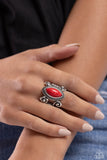 Flower SWIRL - Red Ring - Paparazzi Accessories Ring Bedazzle Me Pretty Mobile Fashion Boutique
