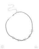 Fluttering Fame - White Necklace - Paparazzi Accessories Necklace Bedazzle Me Pretty Mobile Fashion Boutique