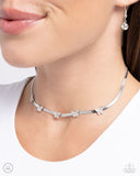 Fluttering Fame - White Necklace - Paparazzi Accessories Necklace Bedazzle Me Pretty Mobile Fashion Boutique