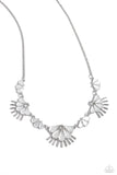Fluttering Fan - White Necklace - Paparazzi Accessories Necklace Bedazzle Me Pretty Mobile Fashion Boutique