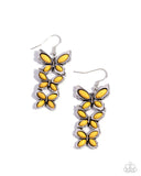 Fluttering Fantasy - Yellow Earrings - Paparazzi Accessories Earrings Bedazzle Me Pretty Mobile Fashion Boutique