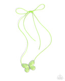 Fluttering Fervor - Green Necklace - Paparazzi Accessories Necklace Bedazzle Me Pretty Mobile Fashion Boutique