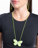 Fluttering Fervor - Green Necklace - Paparazzi Accessories Necklace Bedazzle Me Pretty Mobile Fashion Boutique
