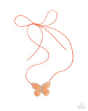 Fluttering Fervor - Orange Necklace - Paparazzi Accessories Necklace Bedazzle Me Pretty Mobile Fashion Boutique