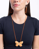 Fluttering Fervor - Orange Necklace - Paparazzi Accessories Necklace Bedazzle Me Pretty Mobile Fashion Boutique