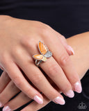 Fluttering Fidelity - Orange Ring - Paparazzi Accessories Ring Bedazzle Me Pretty Mobile Fashion Boutique