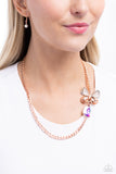 Fluttering Finesse - Rose Gold Necklace - Paparazzi Accessories Necklace Bedazzle Me Pretty Mobile Fashion Boutique