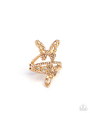 Fluttering Flamenco - Brown Ring - Paparazzi Accessories Ring Bedazzle Me Pretty Mobile Fashion Boutique