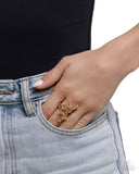 Fluttering Flamenco - Brown Ring - Paparazzi Accessories Ring Bedazzle Me Pretty Mobile Fashion Boutique