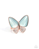 Fluttering Flex - Copper Ring - Paparazzi Accessories Ring Bedazzle Me Pretty Mobile Fashion Boutique