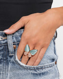 Fluttering Flex - Copper Ring - Paparazzi Accessories Ring Bedazzle Me Pretty Mobile Fashion Boutique