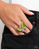 Fluttering Flex - Green Ring - Paparazzi Accessories Ring Bedazzle Me Pretty Mobile Fashion Boutique