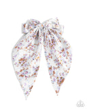 Fluttering Flowers - White Hair Clip - Paparazzi Accessories Hair Clip Bedazzle Me Pretty Mobile Fashion Boutique