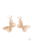 Fluttering Folk - Gold Earrings - Paparazzi Accessories Earrings Bedazzle Me Pretty Mobile Fashion Boutique