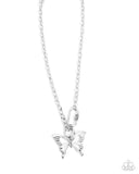 Fluttering Fuel - Silver Necklace - Paparazzi Accessories Necklace Bedazzle Me Pretty Mobile Fashion Boutique