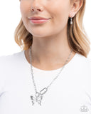 Fluttering Fuel - Silver Necklace - Paparazzi Accessories Necklace Bedazzle Me Pretty Mobile Fashion Boutique