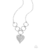 Focused Affection - White Necklace - Paparazzi Accessories Necklace Bedazzle Me Pretty Mobile Fashion Boutique