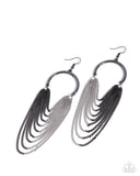 Focused Fringe - Black Earrings - Paparazzi Accessories Earrings Bedazzle Me Pretty Mobile Fashion Boutique