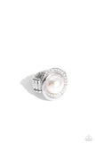 Folded Flair - White Ring - Paparazzi Accessories Ring Bedazzle Me Pretty Mobile Fashion Boutique