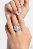 Folded Flair - White Ring - Paparazzi Accessories Ring Bedazzle Me Pretty Mobile Fashion Boutique