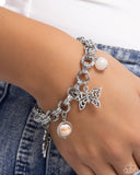 Folklore Frenzy - White Bracelet - Paparazzi Accessories Bracelet Bedazzle Me Pretty Mobile Fashion Boutique