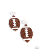 Football Fan - Brown Post Earrings - Paparazzi Accessories Post Earrings Bedazzle Me Pretty Mobile Fashion Boutique