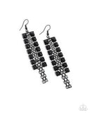 Forceful Fringe - Black Earrings - Paparazzi Accessories Earrings Bedazzle Me Pretty Mobile Fashion Boutique