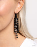 Forceful Fringe - Black Earrings - Paparazzi Accessories Earrings Bedazzle Me Pretty Mobile Fashion Boutique