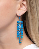 Forceful Fringe - Blue Earrings - Paparazzi Accessories Earrings Bedazzle Me Pretty Mobile Fashion Boutique