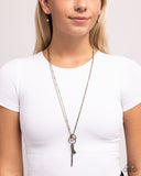 Foundation Stone - Brass Necklace - Paparazzi Accessories Necklace Bedazzle Me Pretty Mobile Fashion Boutique