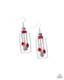 Framed Feature - Red Earrings - Paparazzi Accessories Earrings Bedazzle Me Pretty Mobile Fashion Boutique