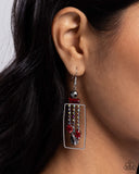 Framed Feature - Red Earrings - Paparazzi Accessories Earrings Bedazzle Me Pretty Mobile Fashion Boutique