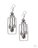 Framed Feature - Silver Earrings - Paparazzi Accessories Earrings Bedazzle Me Pretty Mobile Fashion Boutique