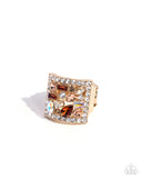 Framed Finesse - Brown Ring - Paparazzi Accessories Ring Bedazzle Me Pretty Mobile Fashion Boutique