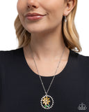 Framing Florals - Yellow Necklace - Paparazzi Accessories Necklace Bedazzle Me Pretty Mobile Fashion Boutique