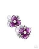 Frank Flowers - Purple Post Earrings - Paparazzi Accessories Post Earrings Bedazzle Me Pretty Mobile Fashion Boutique