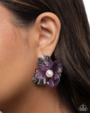 Frank Flowers - Purple Post Earrings - Paparazzi Accessories Post Earrings Bedazzle Me Pretty Mobile Fashion Boutique