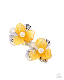 Frank Flowers - Yellow Post Earrings - Paparazzi Accessories Post Earrings Bedazzle Me Pretty Mobile Fashion Boutique