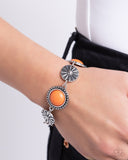 Fredonia Flower Patch - Orange Bracelet - Paparazzi Accessories Bracelet Bedazzle Me Pretty Mobile Fashion Boutique