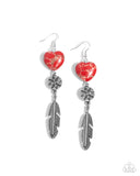 Free-Spirited Fame - Red Earrings - Paparazzi Accessories Earrings Bedazzle Me Pretty Mobile Fashion Boutique