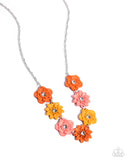 Frenetic Florals - Orange Necklace - Paparazzi Accessories Necklace Bedazzle Me Pretty Mobile Fashion Boutique