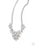 Fresh Facets - White Necklace - Paparazzi Accessories Necklace Bedazzle Me Pretty Mobile Fashion Boutique