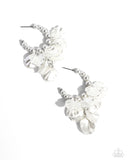 Frilly Feature - White Earrings - Paparazzi Accessories Earrings Bedazzle Me Pretty Mobile Fashion Boutique