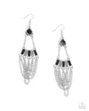 Fringe Fantasy - Black Earrings - Paparazzi Accessories Earrings Bedazzle Me Pretty Mobile Fashion Boutique