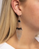 Fringe Fantasy - Black Earrings - Paparazzi Accessories Earrings Bedazzle Me Pretty Mobile Fashion Boutique