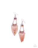 Fringe Fantasy - Copper Earrings - Paparazzi Accessories Earrings Bedazzle Me Pretty Mobile Fashion Boutique
