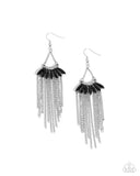 Fringe Feature - Black Earrings - Paparazzi Accessories Earrings Bedazzle Me Pretty Mobile Fashion Boutique
