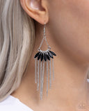 Fringe Feature - Black Earrings - Paparazzi Accessories Earrings Bedazzle Me Pretty Mobile Fashion Boutique