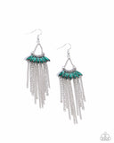 Fringe Feature - Green Earrings - Paparazzi Accessories Earrings Bedazzle Me Pretty Mobile Fashion Boutique